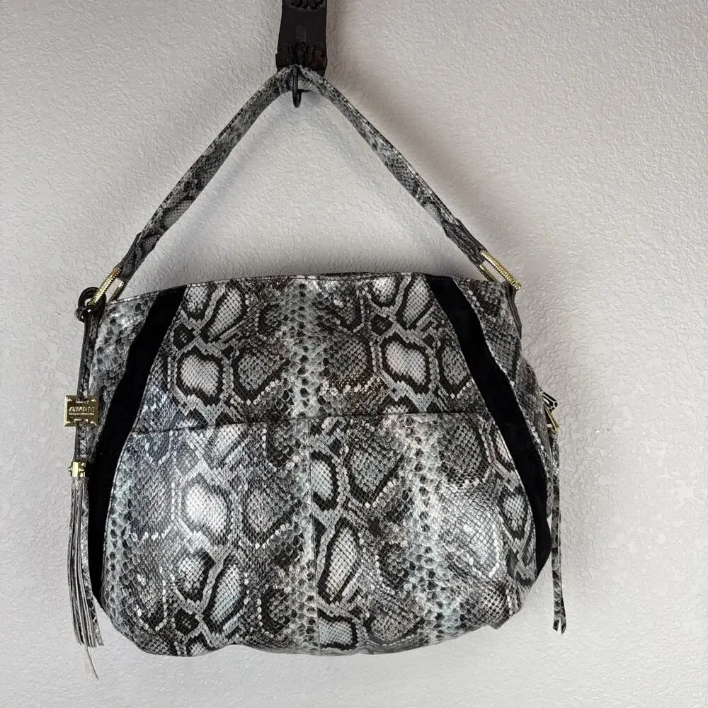 Aimee Kestenberg Tuscany Hobo Purse Shoulder Bag Suede Animal Print Leather